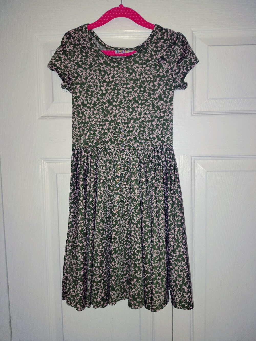 Olive And Pink Cap Sleeve Dress
